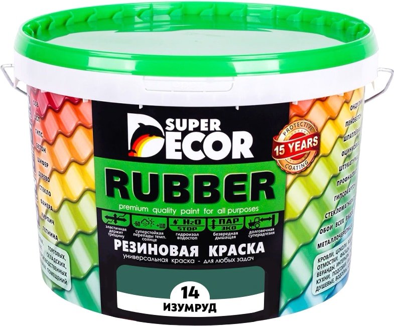 

Краска Super Decor Rubber 3 кг (№14 изумруд)