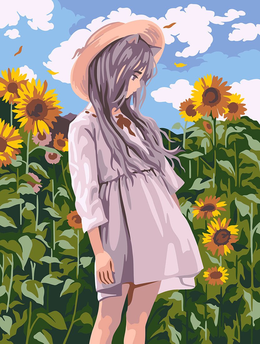 

Картина по номерам ФРЕЯ Аниме-девочка в подсолнухах PNB/PM-110