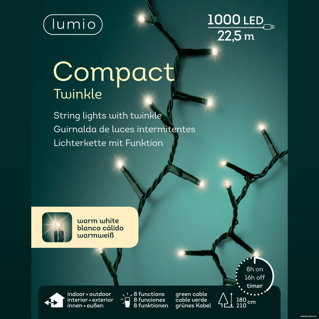 Светодиодная гирлянда Lumio Compact 1000 Led 595354 (22.5 м)
