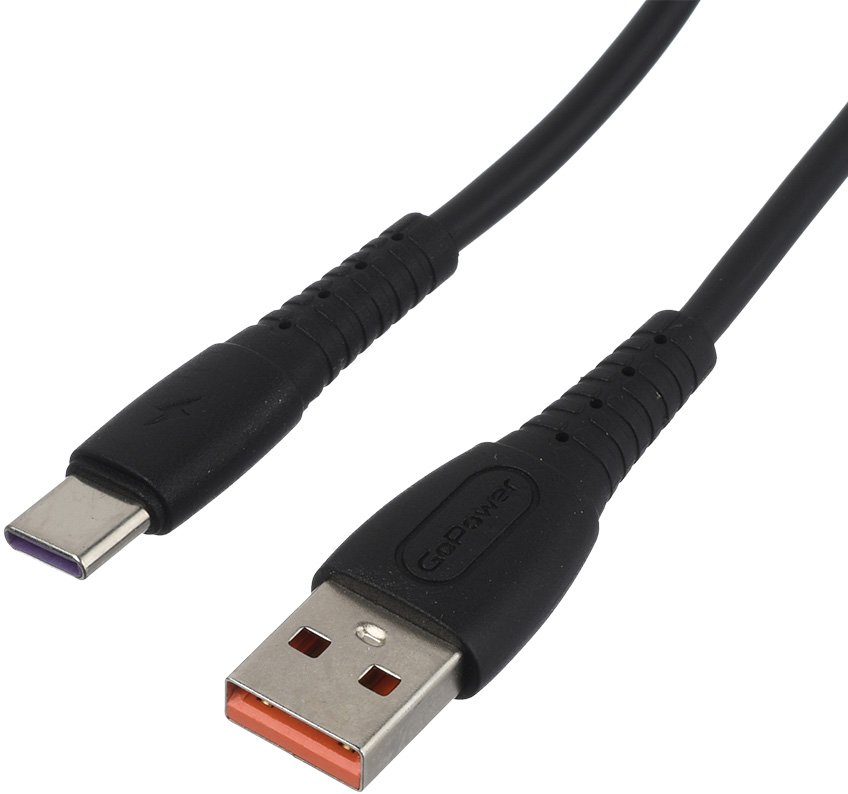 

Кабель GoPower 00-00022800 USB Type-A - USB Type-C (1 м, черный)