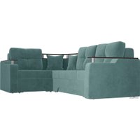Угловой диван Лига диванов Комфорт 102614 (левый, велюр, бирюзовый)