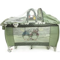 Манеж-кровать ForKiddy Arena lux 2020 (оливковый с пингвинчиками)