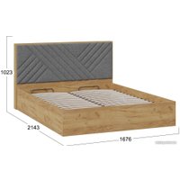Кровать Трия Хилтон универсальная тип 1 с ПМ 160x200 (дуб крафт золотой/велюр серый)