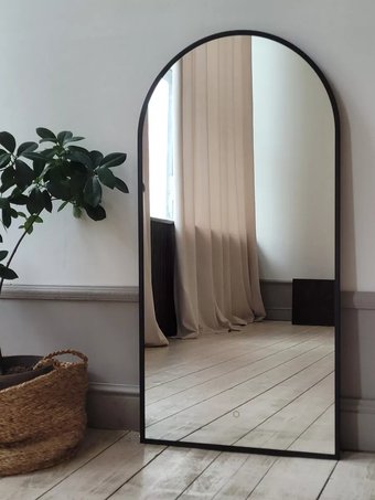 Зеркало с подсветкой  eMZe 50x100 LED.UV.ARC.50.100.СНЕ (черный с УФ-окантовкой и подсветкой)