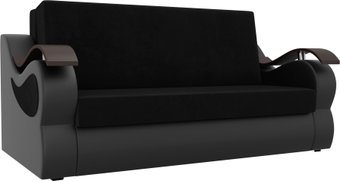 Лига диванов Меркурий 140 106381 (велюр/экокожа, черный/черный)