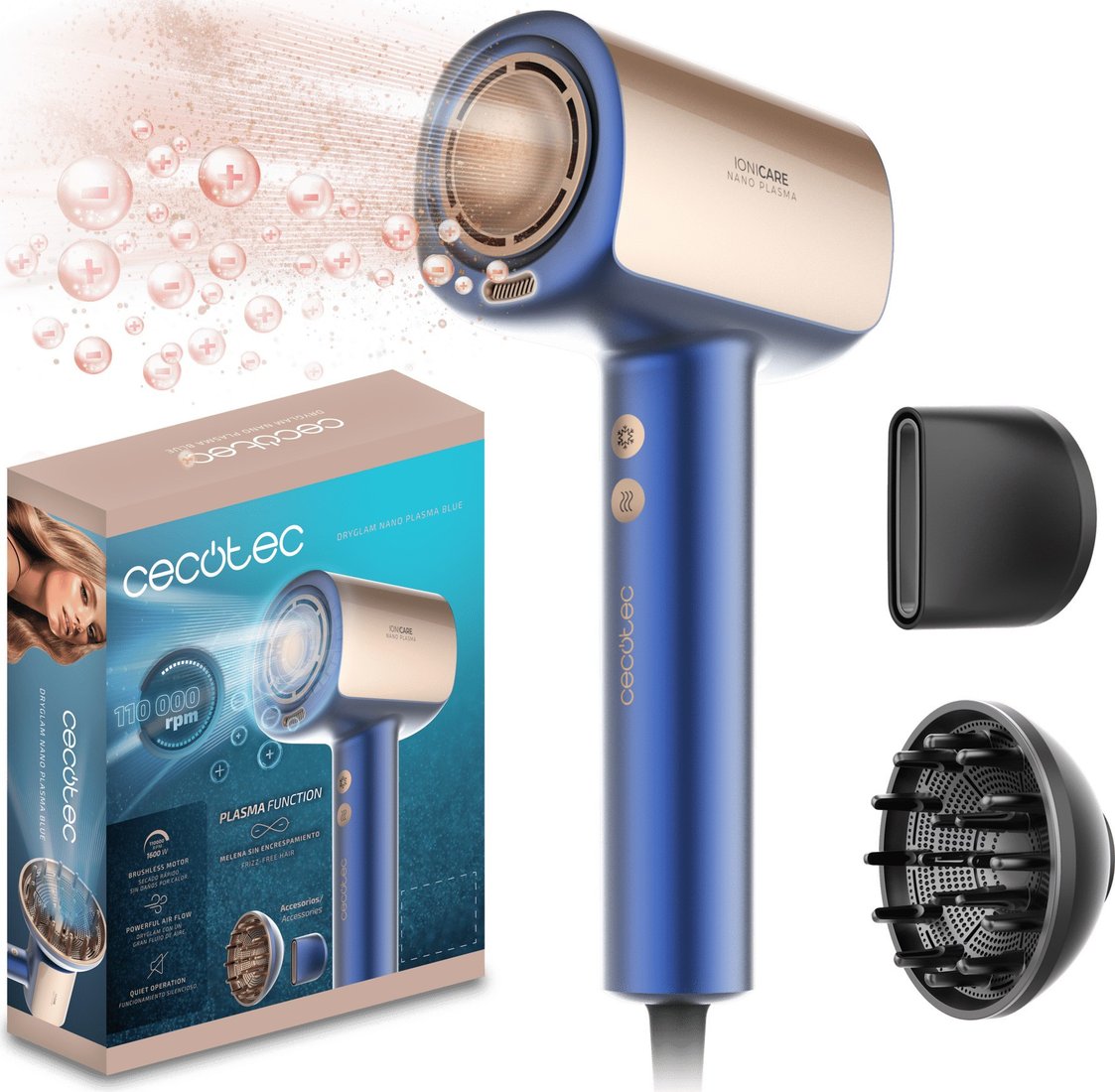 Фен Cecotec DryGlam Nano Plasma Blue A01_EU01_101439