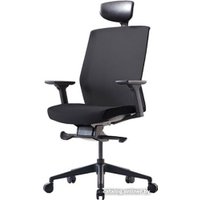 Офисное кресло Bestuhl J1 Black Pl с подголовником и подлокотником (черная сетка/черная ткань) в Витебске