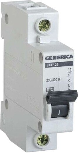 

Выключатель автоматический Generica ВА 47-29 1Р 6А 4.5кА MVA25-1-006-C