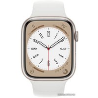 Умные часы Apple Watch Series 8 45 мм (алюминиевый корпус, звездный свет/белый, спортивный силиконовый ремешок S/M)