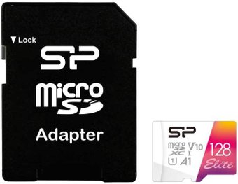 Silicon-Power Elite microSDXC SP128GBSTXBV1V20SP 128GB (с адаптером)