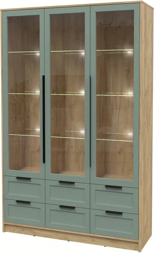 

Шкаф-витрина Интерлиния Концепт Тренд КТ-ШВ3 с подсветкой (дуб золотой/мята)