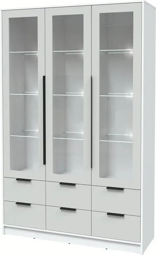 

Шкаф-витрина Интерлиния Концепт КТ-ШВ3 с подсветкой Глосс (белый платинум/грей)