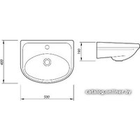 Умывальник Лобненский стройфарфор Браво 50 10/1/5/1-16