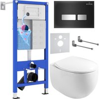 Унитаз подвесной Roxen Egg в комплекте с инсталляцией StounFix Dual Fresh 6 в 1 964256 (кнопка: черное стекло)