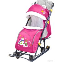 Санки-коляска Nika Ника детям 7-6 (снеговик/розовый)