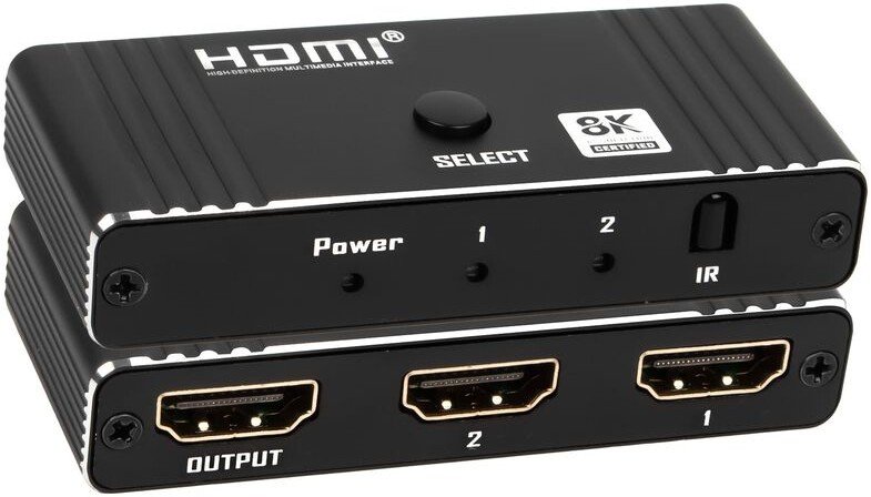 

Переключатель USBTOP 2x1 HDMI 2.1 UltraHD 8K 60Гц, HDCP 2.3, пульт ДУ, Bi-direction 559410 (черный)