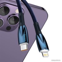 Кабель Baseus Glimmer Series USB Type-C - Lightning (2 м, синий)