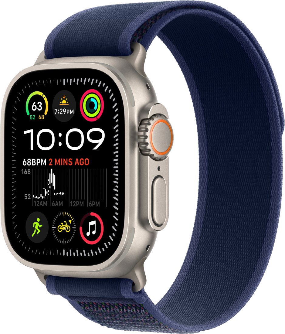 Умные часы Apple Watch Ultra 2 LTE 49 мм (титановый корпус, титановый/синий, нейлоновый ремешок S/M)