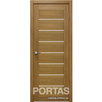 Межкомнатная дверь Portas S21 80x200 (орех карамель, стекло lacobel белый лак)