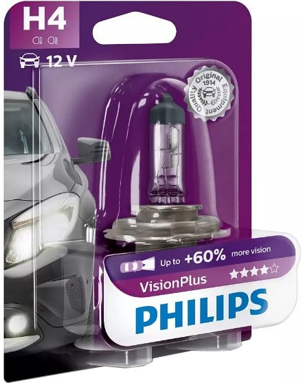 

Галогенная лампа Philips H4 VisionPlus 1шт