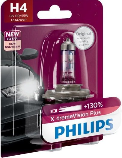 

Галогенная лампа Philips H4 X-tremeVision Plus 1шт