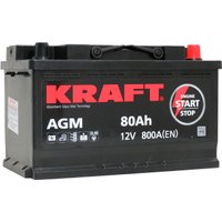 Автомобильный аккумулятор KRAFT AGM 80 R+