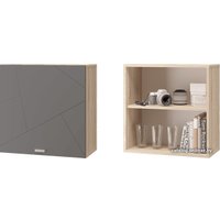 Шкаф распашной MLK Скайлайн настенный 600 (дуб сонома светлый/графит)