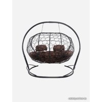 Подвесной диван M-Group Лежебока 11180305 (с серым ротангом/коричневая подушка)