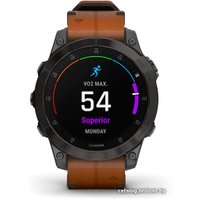 Умные часы Garmin Epix Sapphire Gen 2 (черный титан/каштановый кожа)