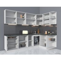 Готовая кухня Интерлиния Мила Матте 1.5x2.9 А правая (слоновая кость/мята/травертин сер.)