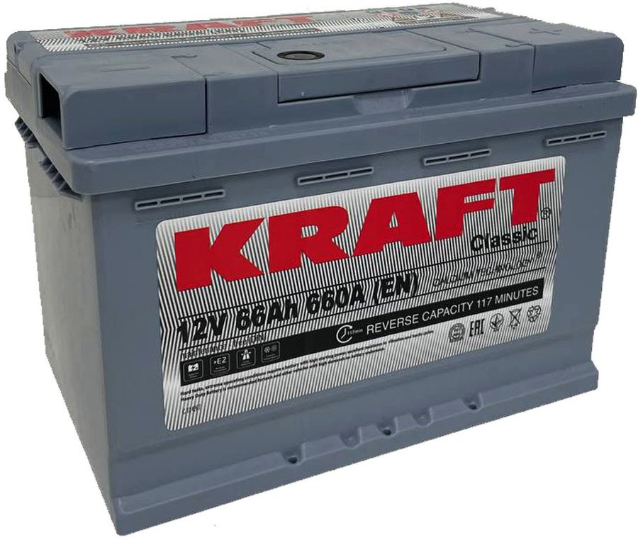 

Автомобильный аккумулятор KRAFT Classic 66 R+ (66 А·ч)