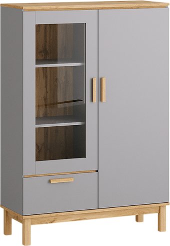 Шкаф-витрина Modula Вирелле INV06HS-1D1V1S-1004/398/1458(21) (BZ серый шиферDI дуб натюрель)