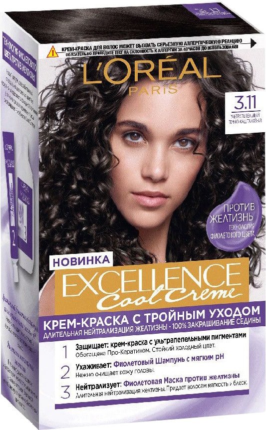 

Крем-краска L'Oreal Paris Color Excellence Cool Creme 3.11 ультрапеп. темно-каштан.
