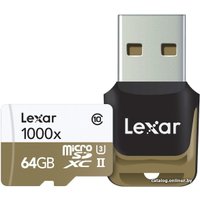 Карта памяти Lexar LSDMI64GCBEU1000R microSDXC 64GB (с кардридером)