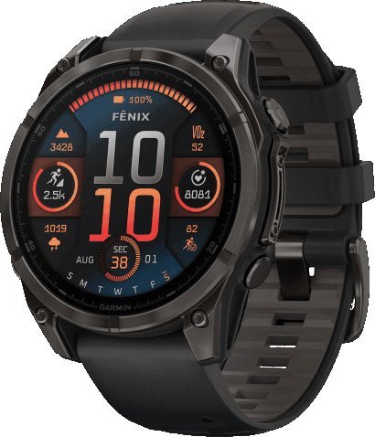 

Умные часы Garmin Fenix 8 Sapphire, Titanium 47мм (угольно-черный DLC, пепельно-черный силиконовый ремешок)