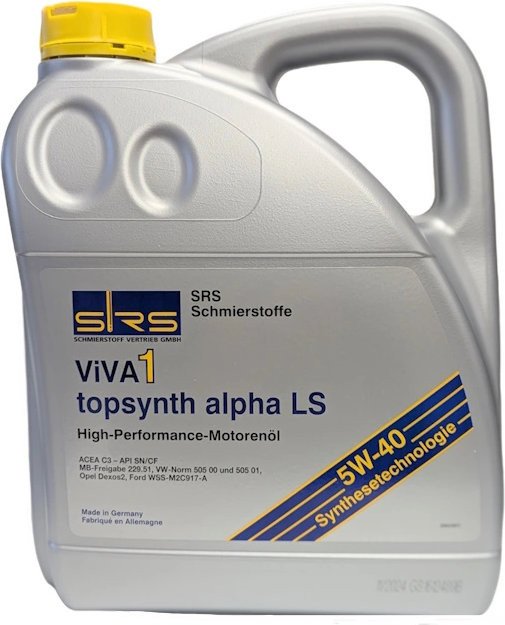 Моторное масло SRS Viva 1 topsynth alpha LS 5W-40 5л