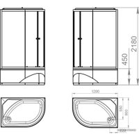 Душевая кабина Domani-Spa Delight 128 High 120x80 R (сатин-матированное стекло/белый)