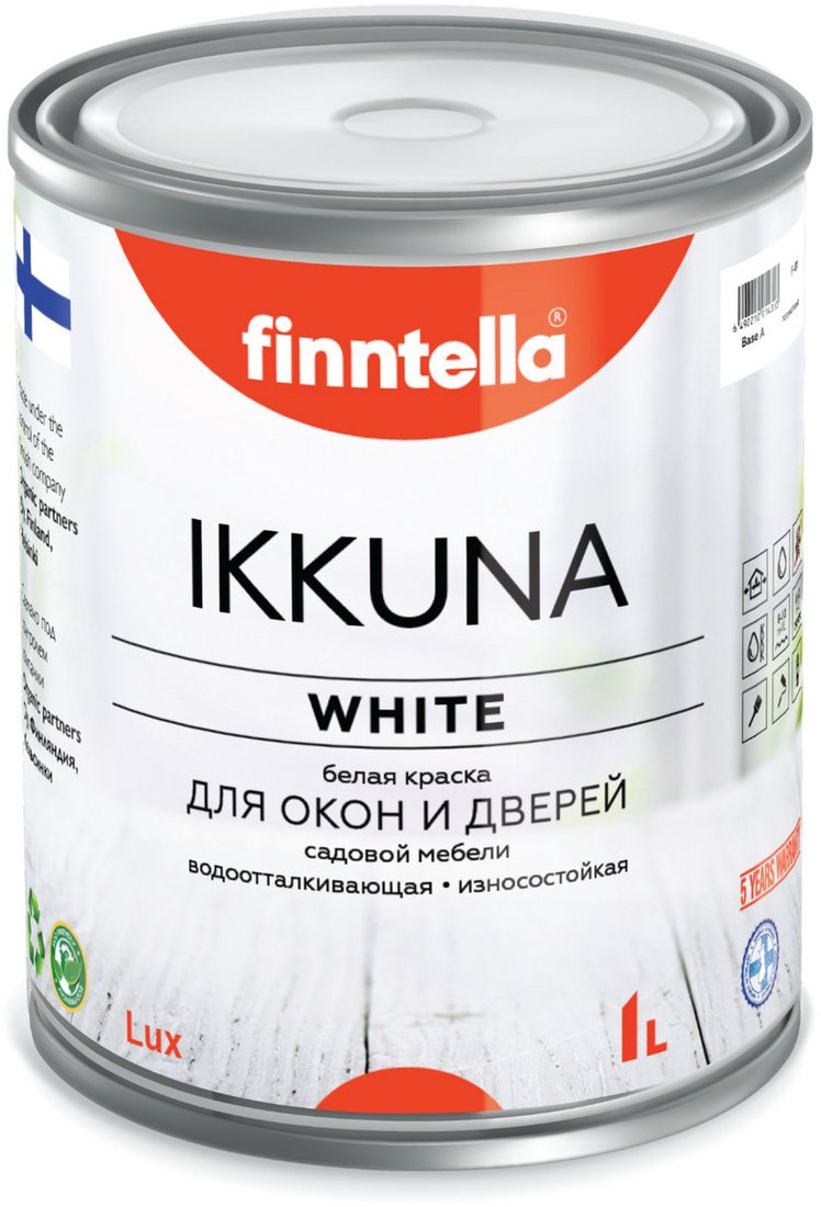 

Краска Finntella Ikkuna для деревянных окон и дверей F-34-0-1 0.9 л (белый)