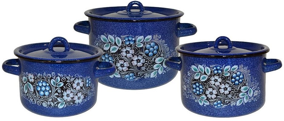 

Набор кастрюль СтальЭмаль Голубика 1с33