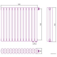 Стальной трубчатый радиатор Сунержа Эстет-11 EU50 500х585 13 секций (шампань)