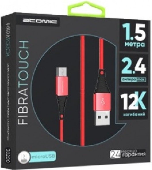 

Кабель Atomic Fibratouch USB-microUSB 1.5 м (красный)