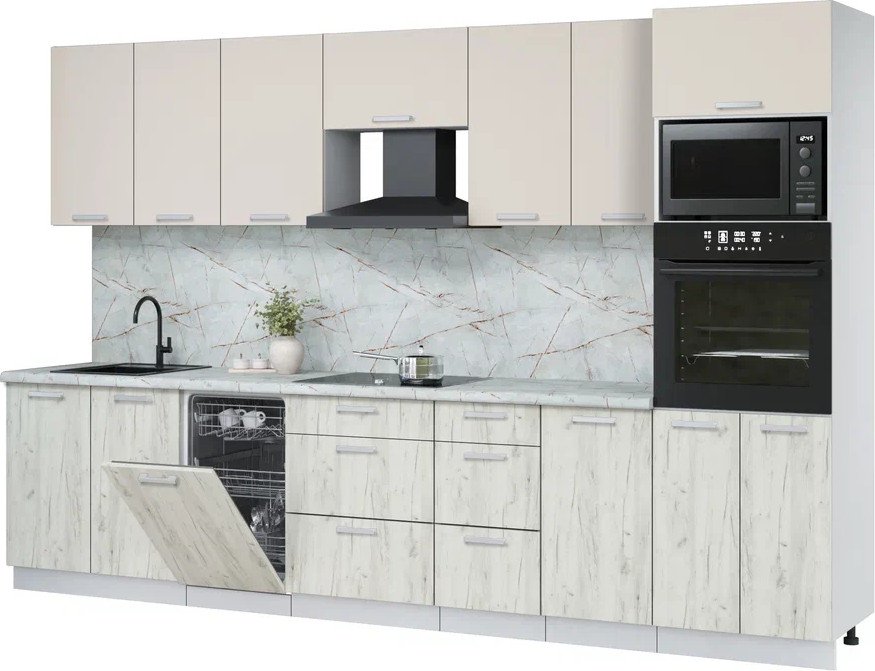 

Готовая кухня Интерлиния Мила Лайт 3.25-ПМ3 (персидский жемчуг/дуб белый/серый каспий)