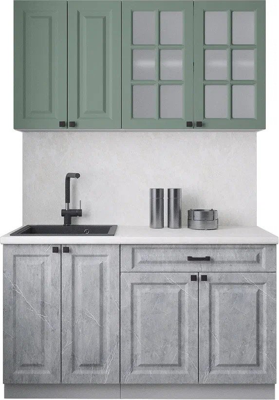 

Готовая кухня Интерлиния Мила Деко 1.4А (керамика/мята/опал светлый)