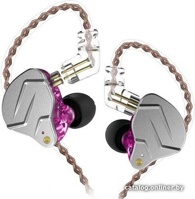 Наушники KZ Acoustics ZSN Pro (без микрофона, серебристый/фиолетовый)