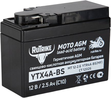 

Мотоциклетный аккумулятор Rutrike YTX4A-BS (2.5 А·ч)