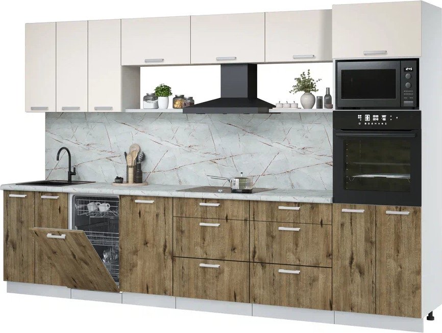 

Готовая кухня Интерлиния Мила Лайт 3.3-ПМ3 (персидский жемчуг/дуб веллингтон/серый каспий)