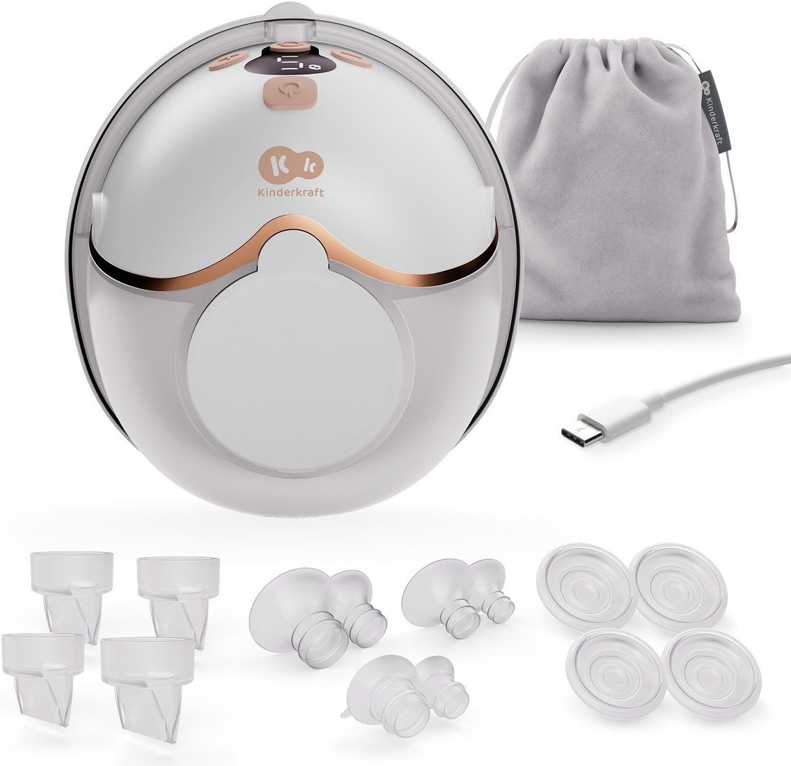 Электрический молокоотсос KinderKraft MAMAFLOW Hands-Free (золотистый)