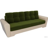 Диван Лига диванов Амстердам 28252 (микровельвет/экокожа, зеленый/бежевый)