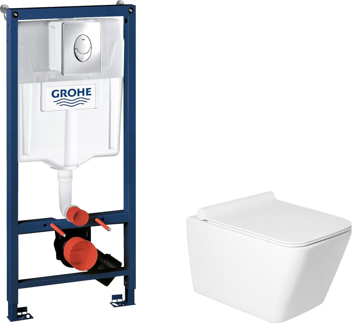 Унитаз подвесной Saniteco KW-9004W + GROHE Rapid SL 38721001