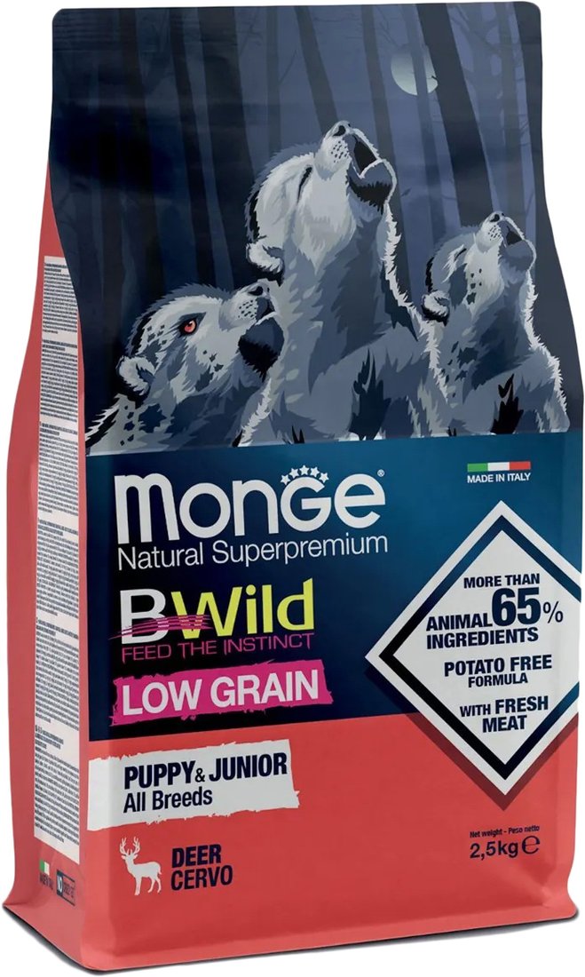 

Сухой корм для собак Monge BWild All Breeds Puppy & Junior Wild Deer 2.5 кг